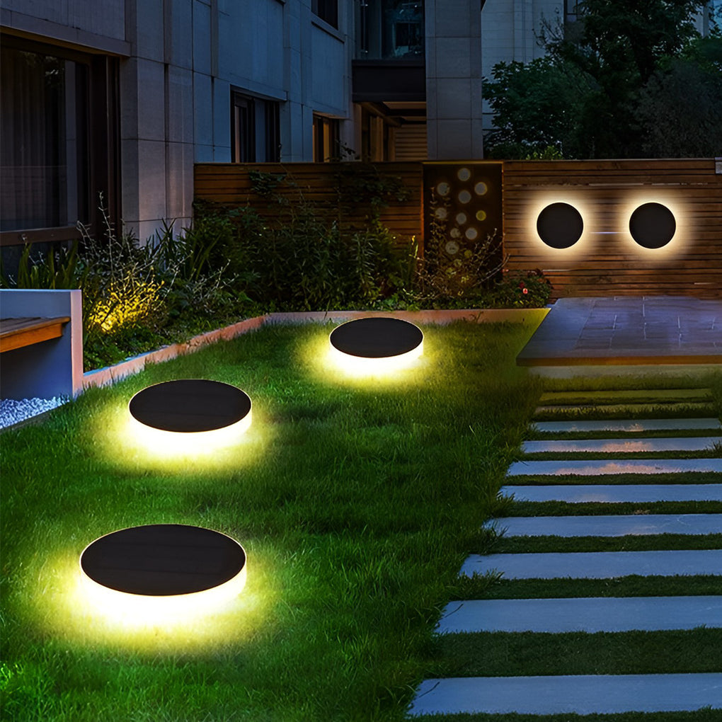 Elegant LED Solar Landscape Disc Lights - Outdoor Ground Lighting for Pathways & Gardens