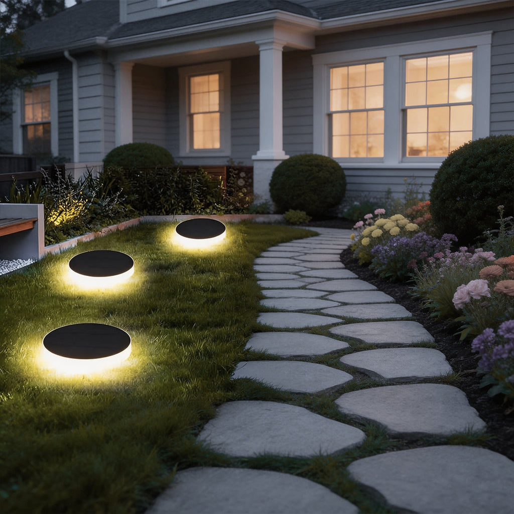 Ground Solar Lights Disc - Elegant LED Landscape Lighting for Outdoors