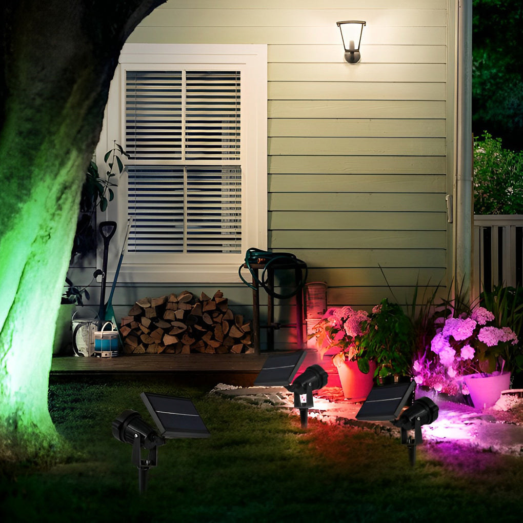 Adjustable LED RGB Solar Lights Waterproof Ground Spike Tree Spotlight