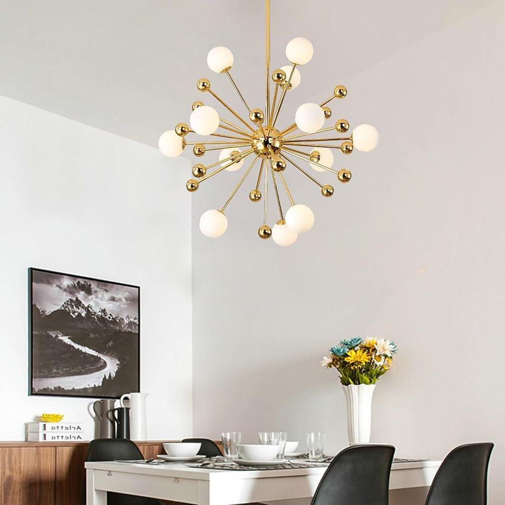 Modern Nordic Sputnik Chandelier - 12 Bulb Glass Bubble Design