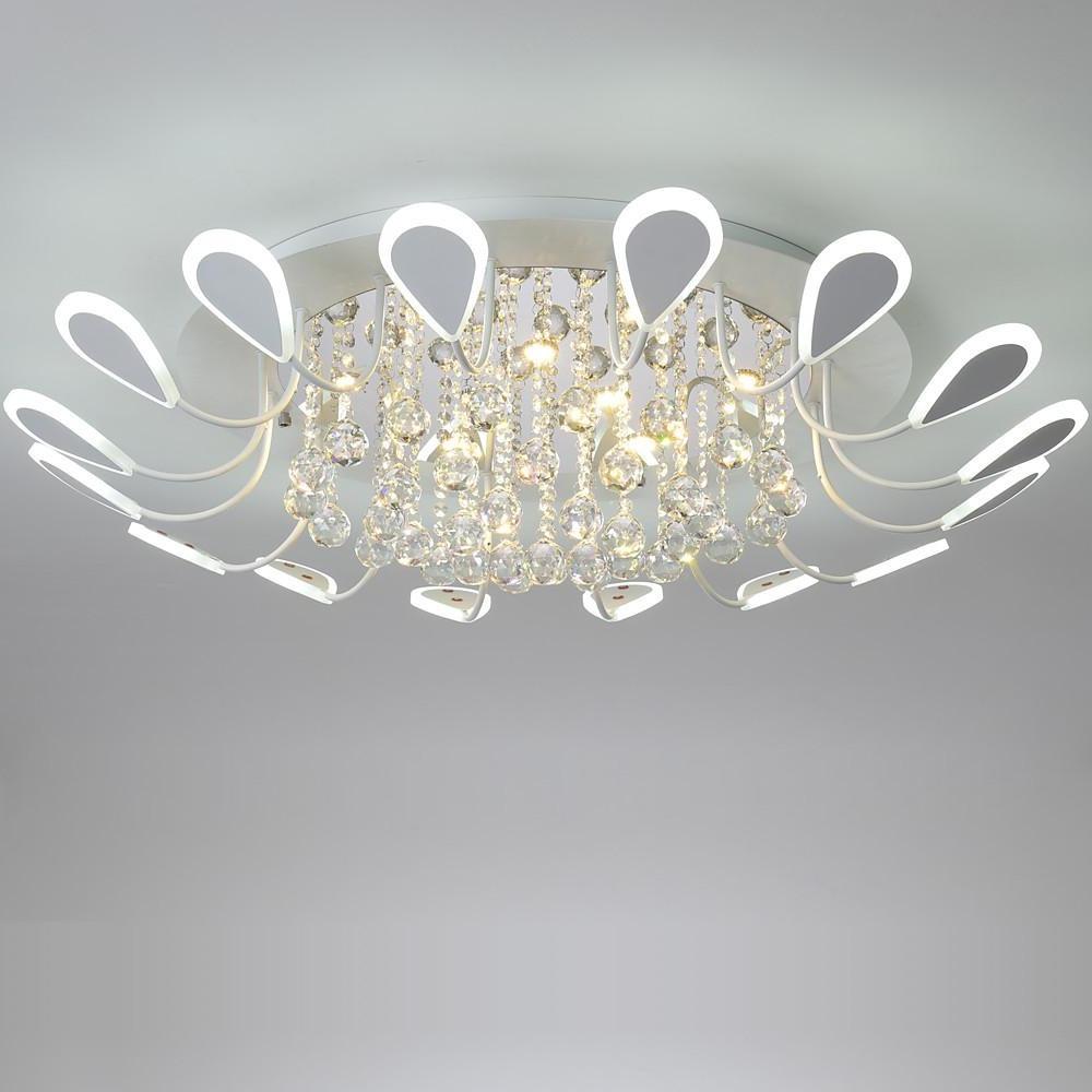 Flower-Shaped Dimmable LED Crystal Ceiling Light - Modern Flush Mount Fixture