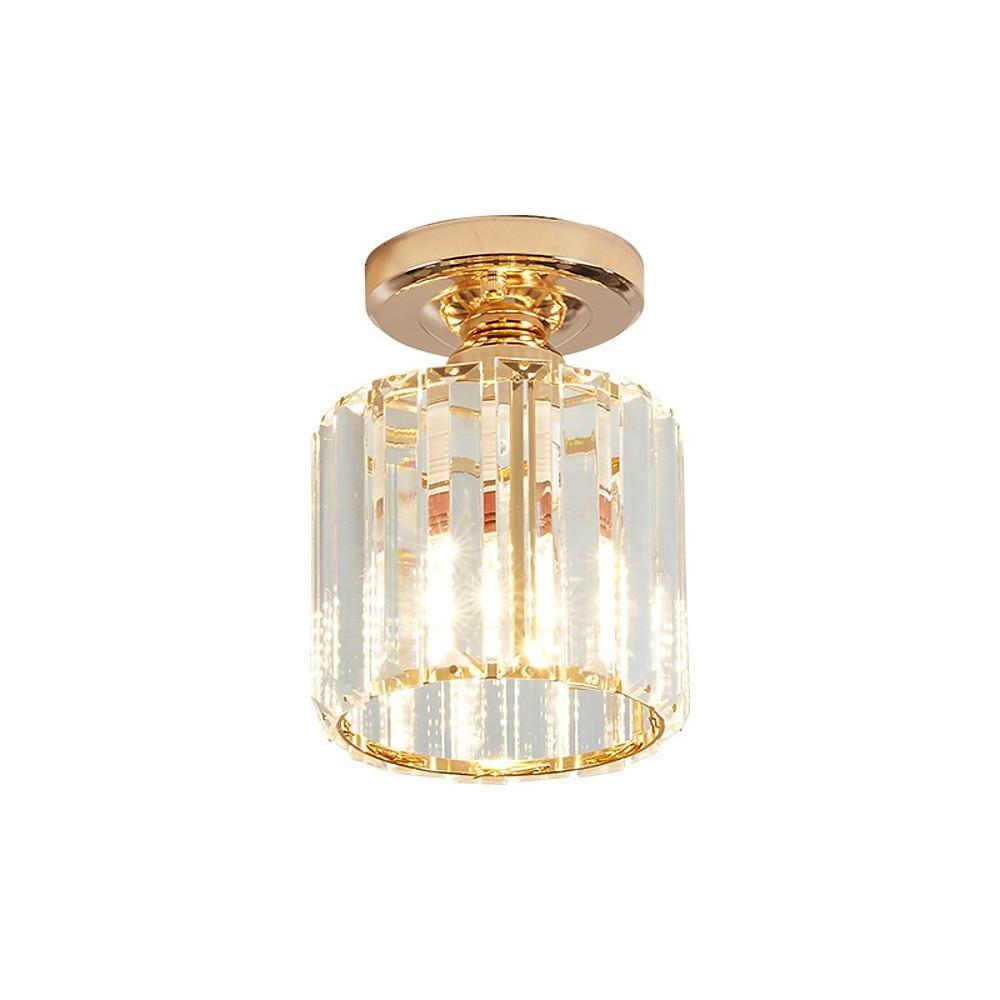 Crystal Foyer Semi Flush Mount Lighting - Modern Ceiling Lights for Entryway, Hallway, and Living Room