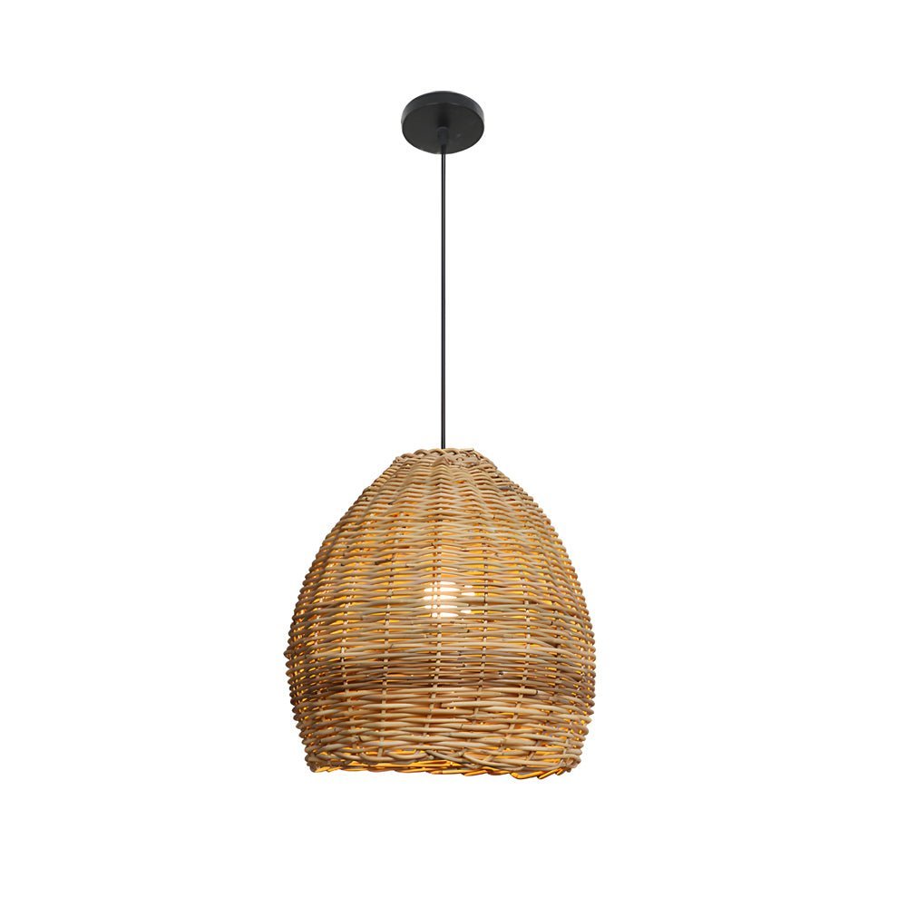 Handmade Leather Rattan Lampshade Chandelier - Wabi-Sabi Japanese Style LED Light