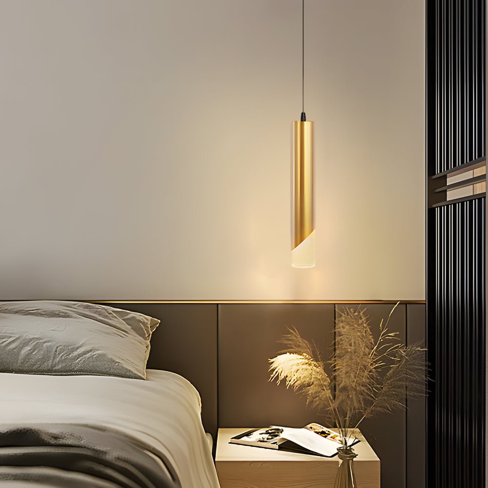 Modern LED Pendant Light - Gold Slender Cylinder 3-Step Dimming