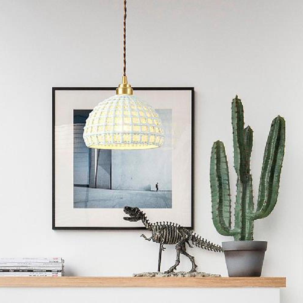 Artistic Semi Globe Copper Pendant Light - Modern Ceramic Lighting
