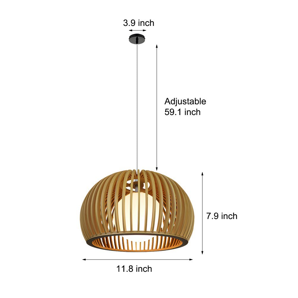 Hemispherical Wood Birdcage Glass Ball Shade Chandelier Modern Design