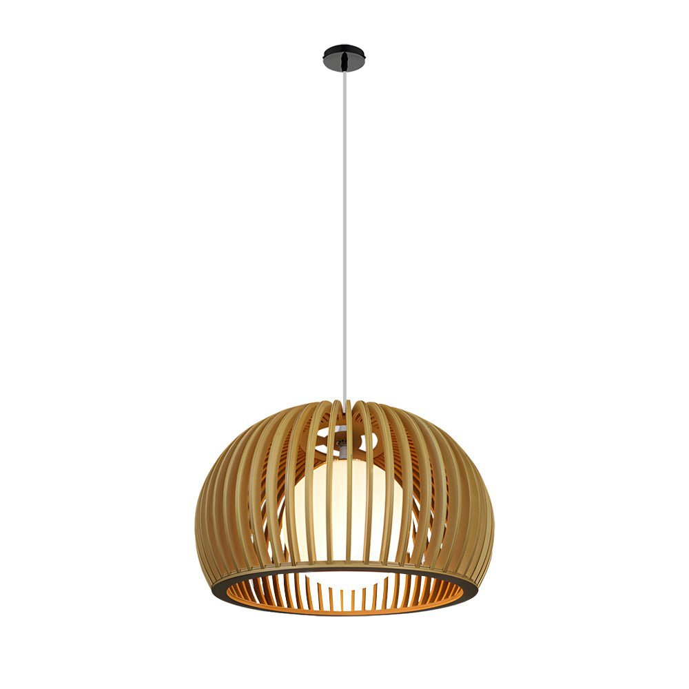 Hemispherical Wood Birdcage Glass Ball Shade Chandelier Modern Design