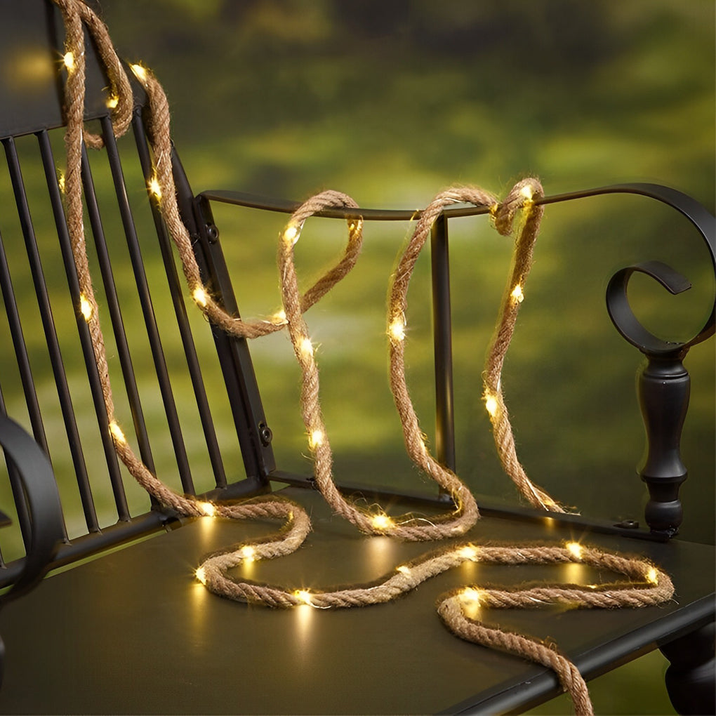 Hemp Rope LED String Lights - Retro Decorative Lighting for Home, Outdoor & Events