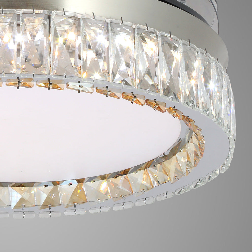 Luxury Nickel Crystal Ceiling Fan Light Remote Control