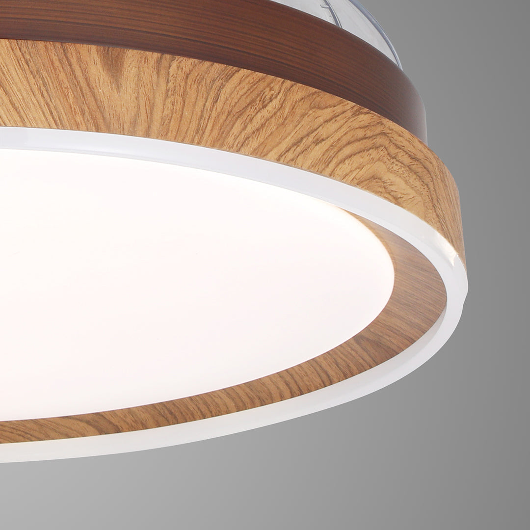 Ceiling Fan with 4 Lights - Walnut Wood Grain, Iron Body, Silent Operation