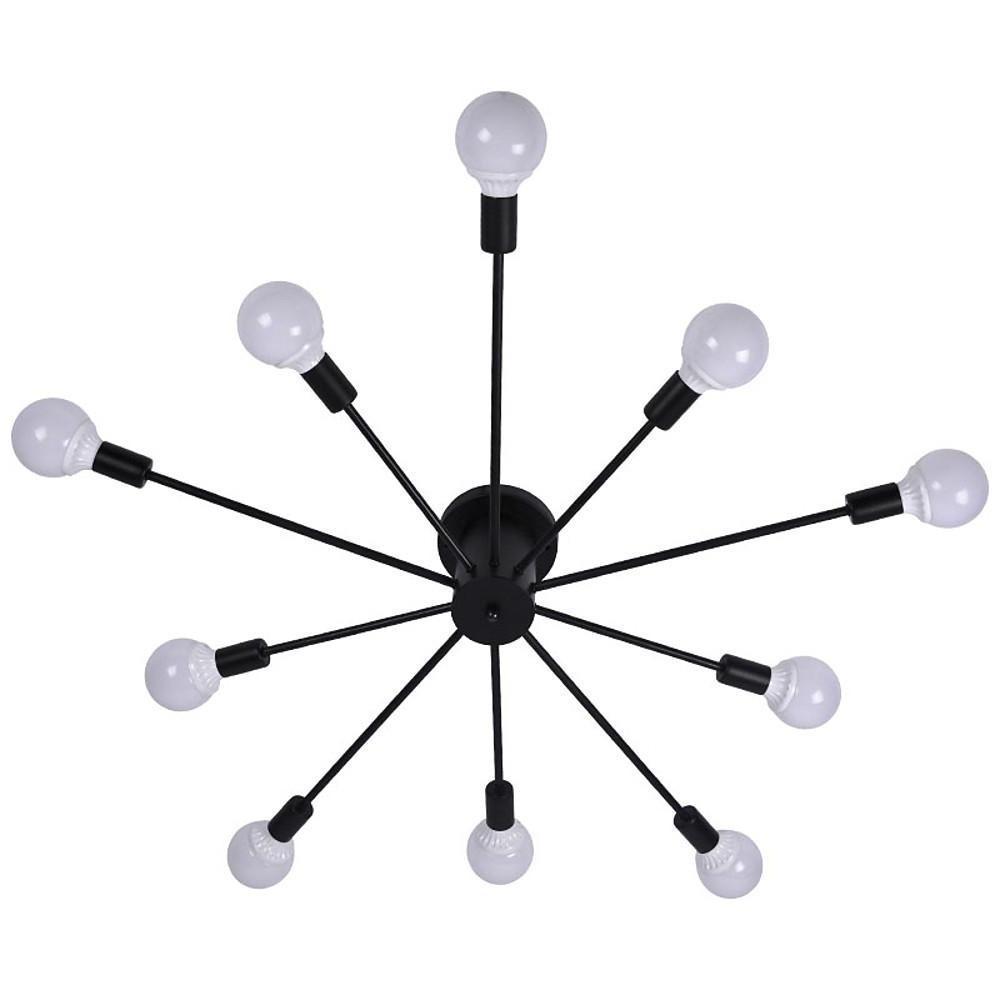 Metal Large Flush Mount Ceiling Light with 10 LED Incandescent Bulbs