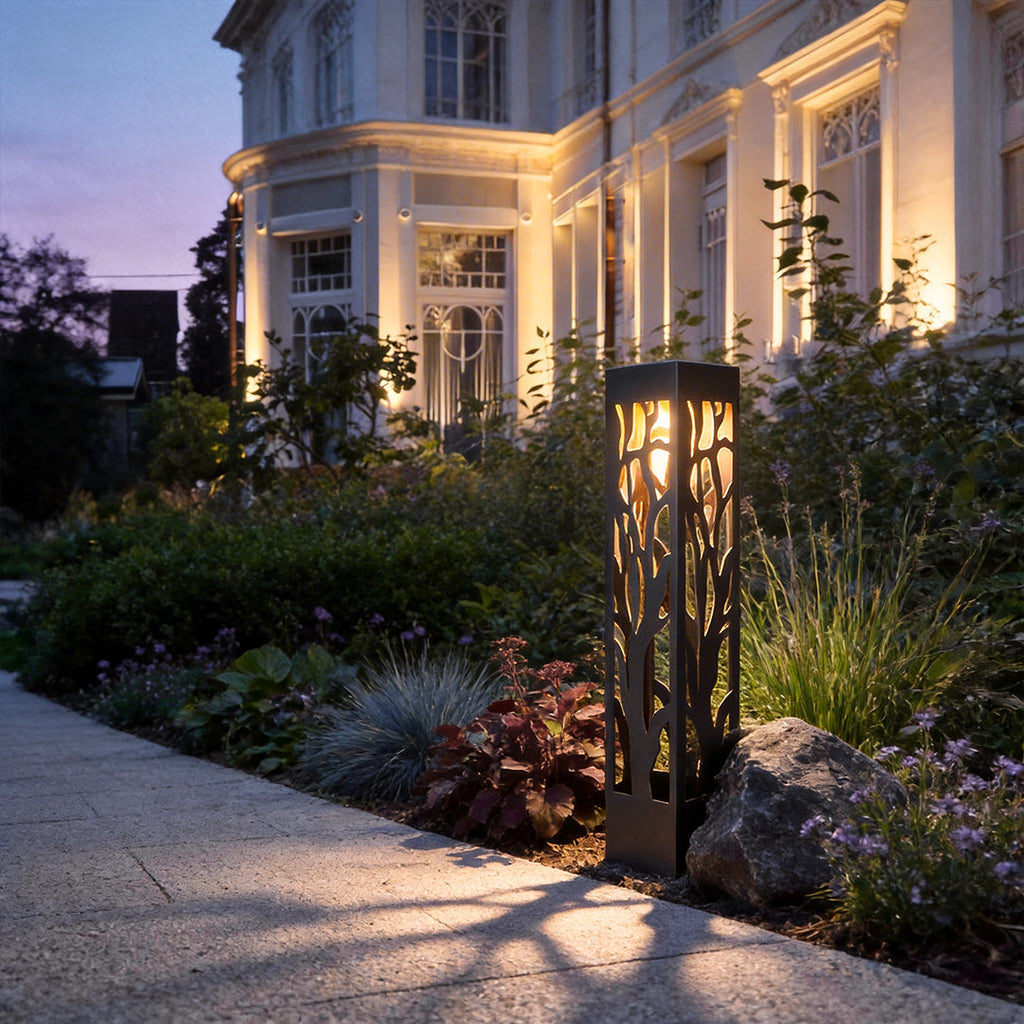 Modern Black Path Light - Hollow Outdoor Landscape Lighting