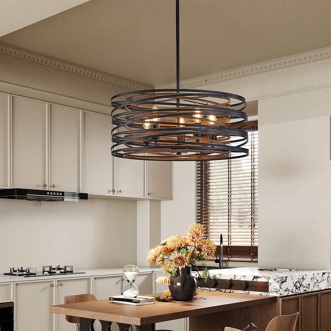 Black Drum Pendant Light - Iron Cage Cylinder Ceiling Fixture