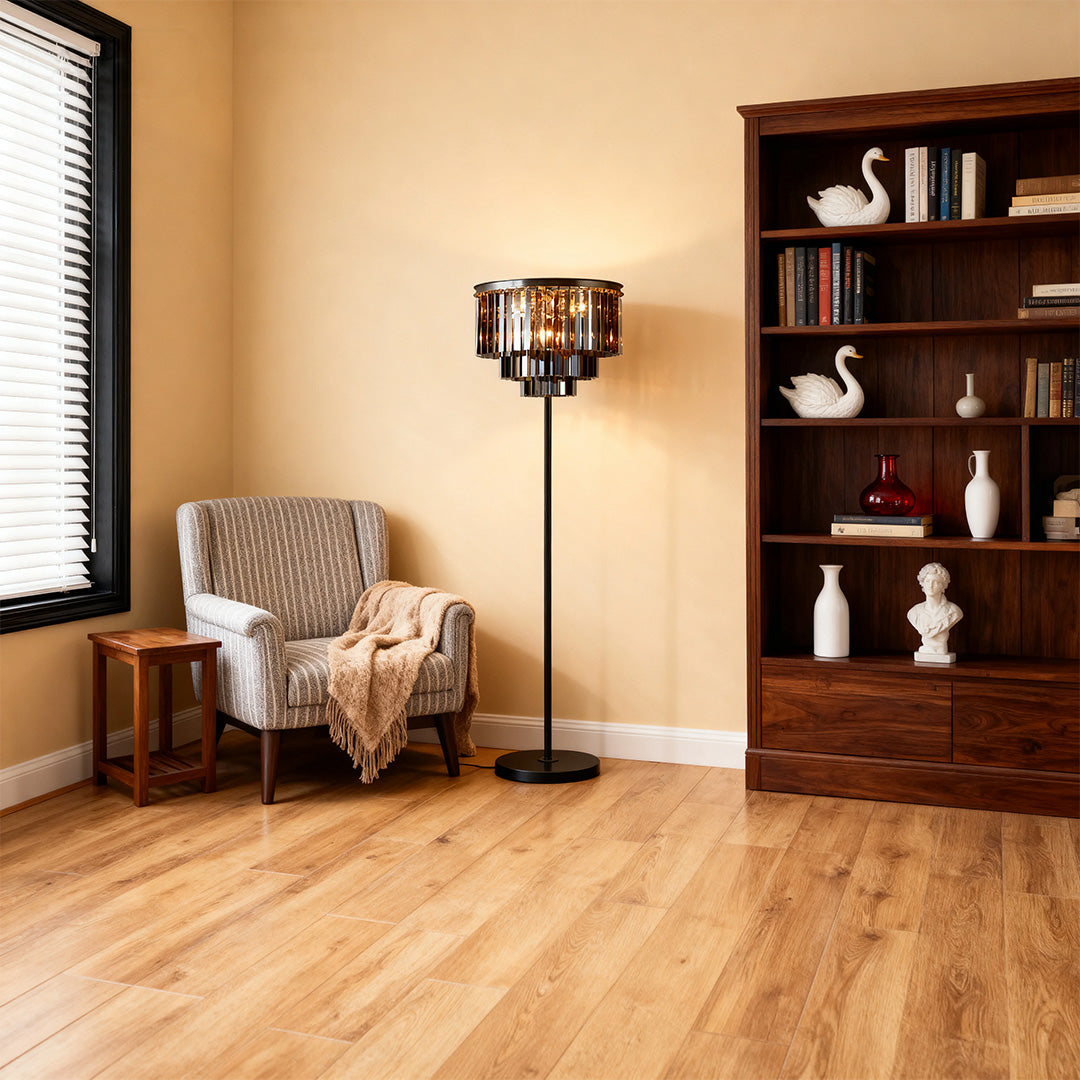 Floor Crystal Lamp - American Glamorous Decorative Standing Luxury Light