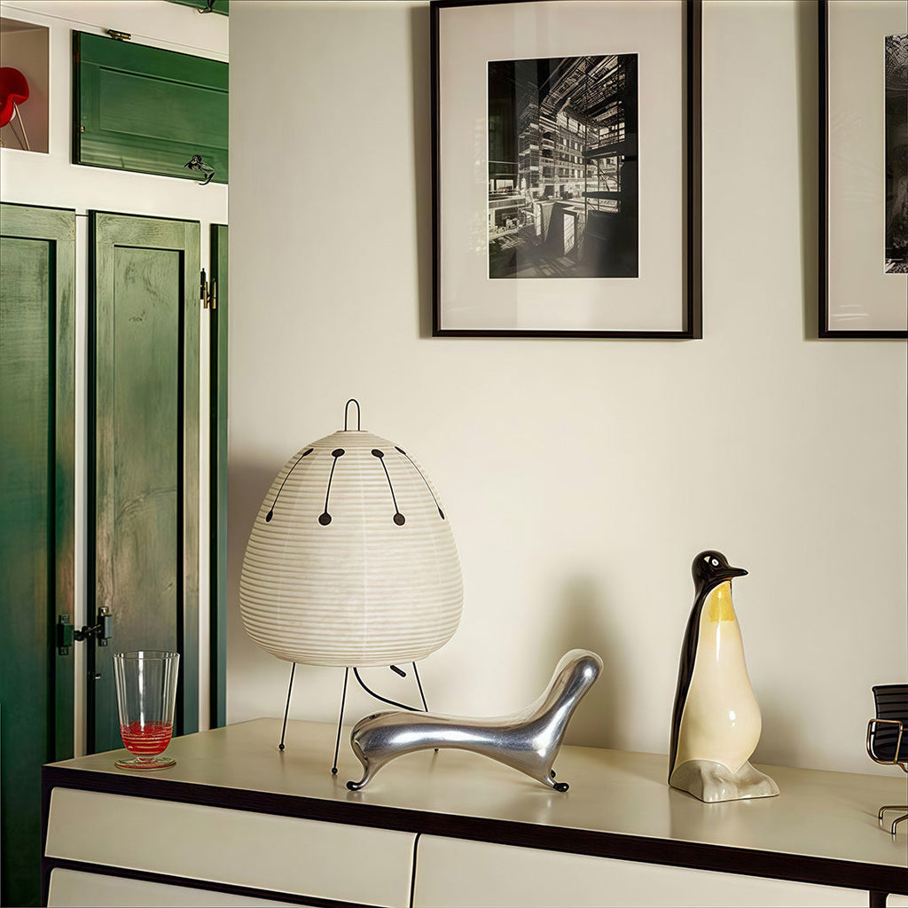 Rice Paper Table Lamp - Minimalist Wabi-Sabi Light Design