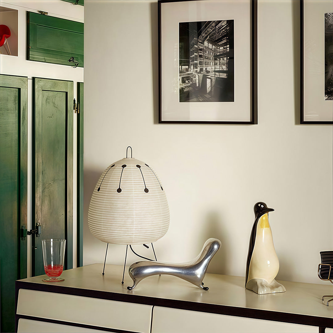 Rice Paper Table Lamp - Minimalist Wabi-Sabi Light Design