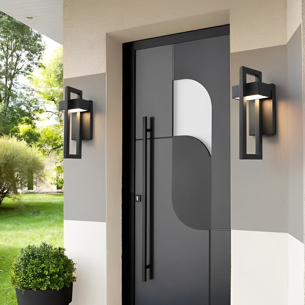 Black Outdoor Wall Sconce LED Modern Rectangular Light