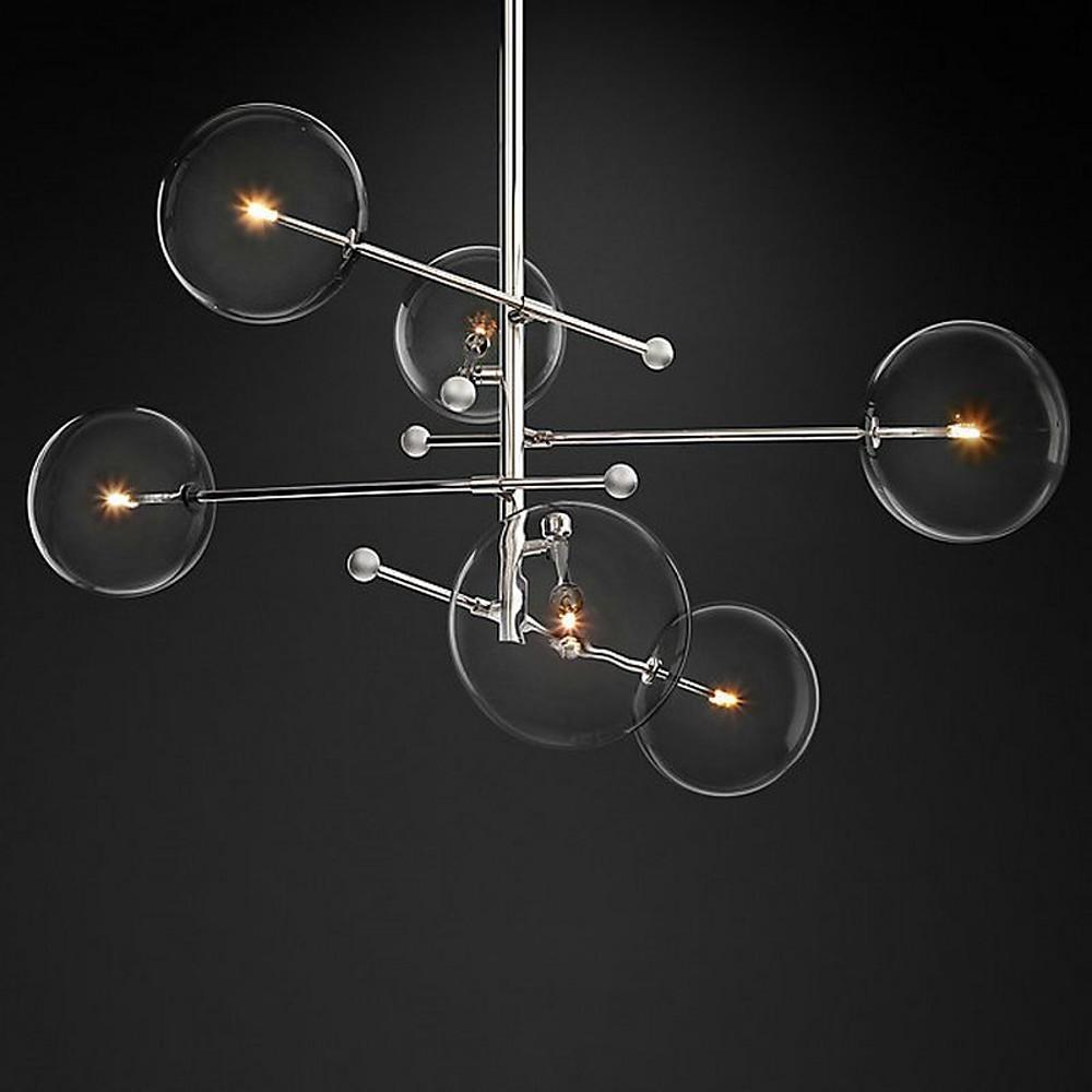 Geometric Globe Chandelier - Metal Glass Ceiling Light for Kitchen Dining Room