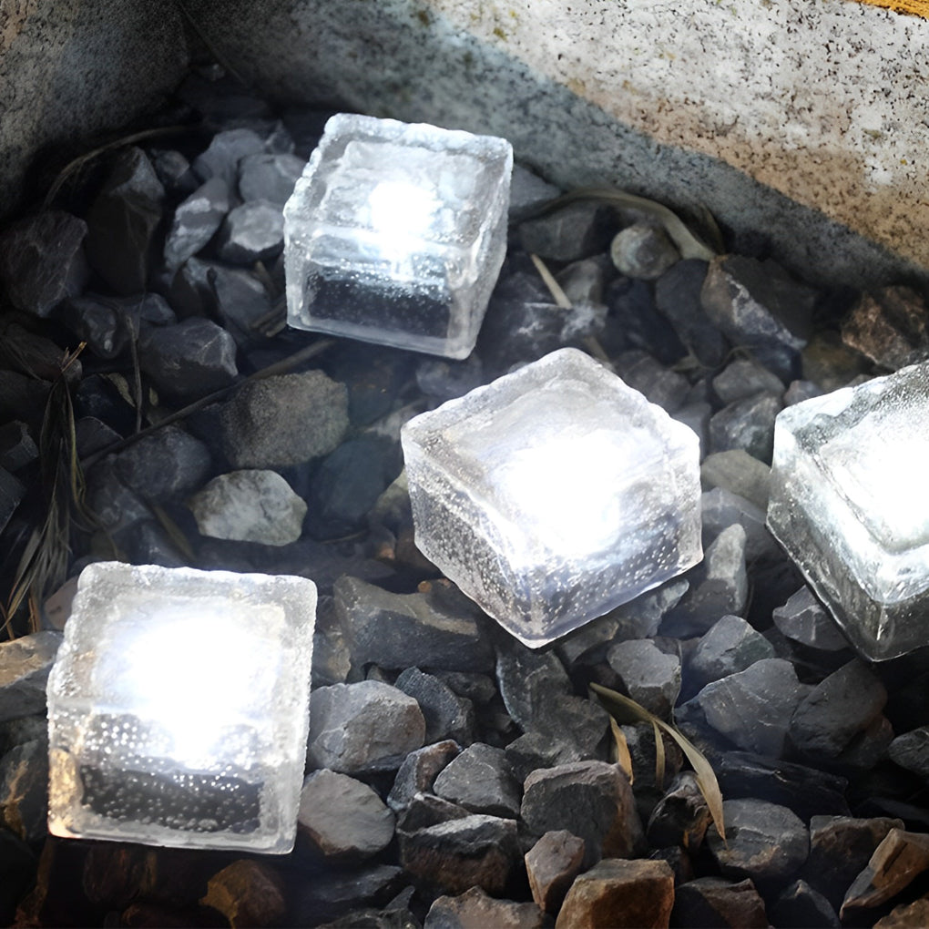 Outdoor Solar Step Lights - Intelligent Ice Cube Design, Modern LED Lighting