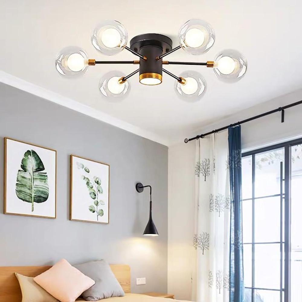 Globe Large Semi Flush Mount Metal Glass Ceiling Light