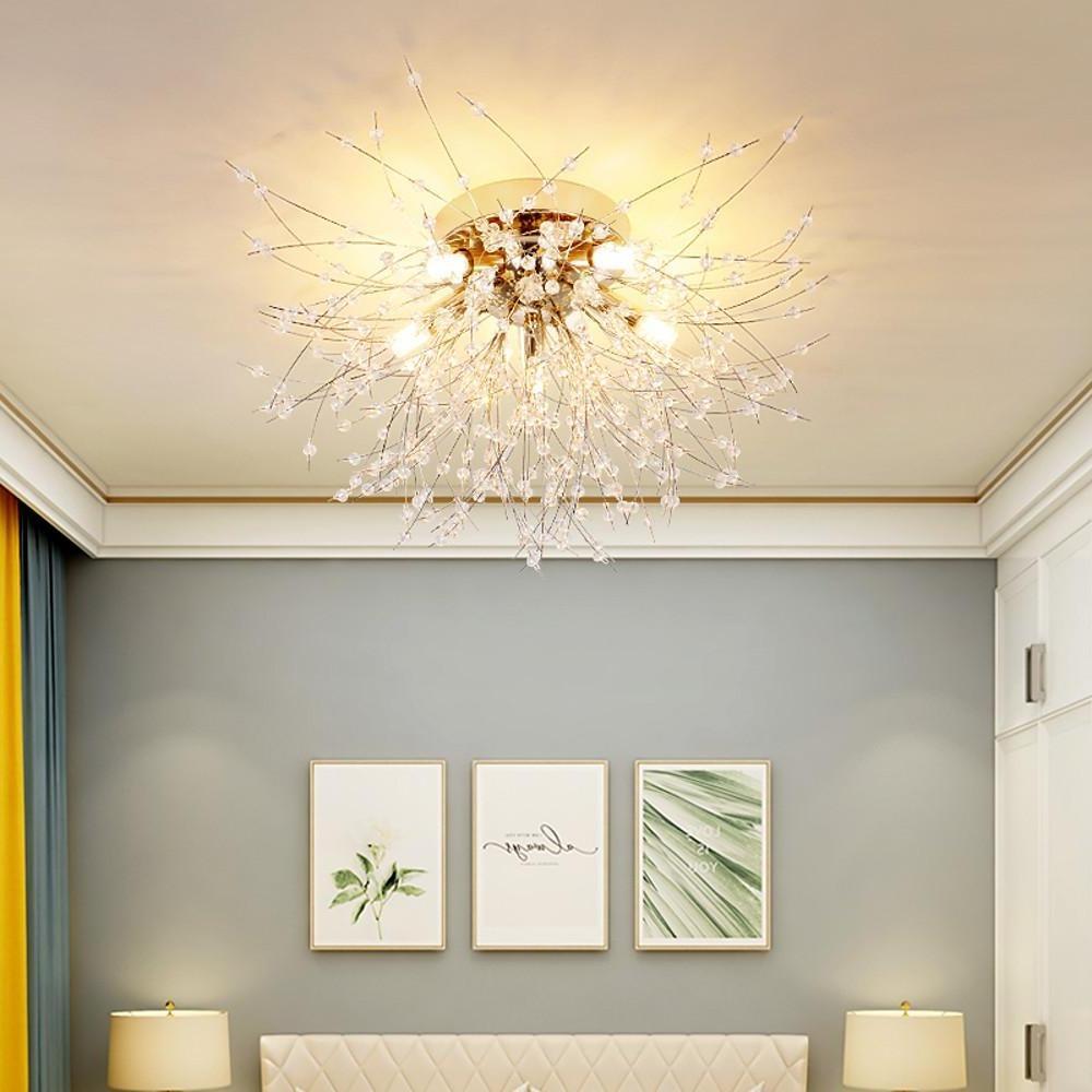 5-Light Branch Tree Chandelier - Metal Crystal LED Ceiling Light for Living Room