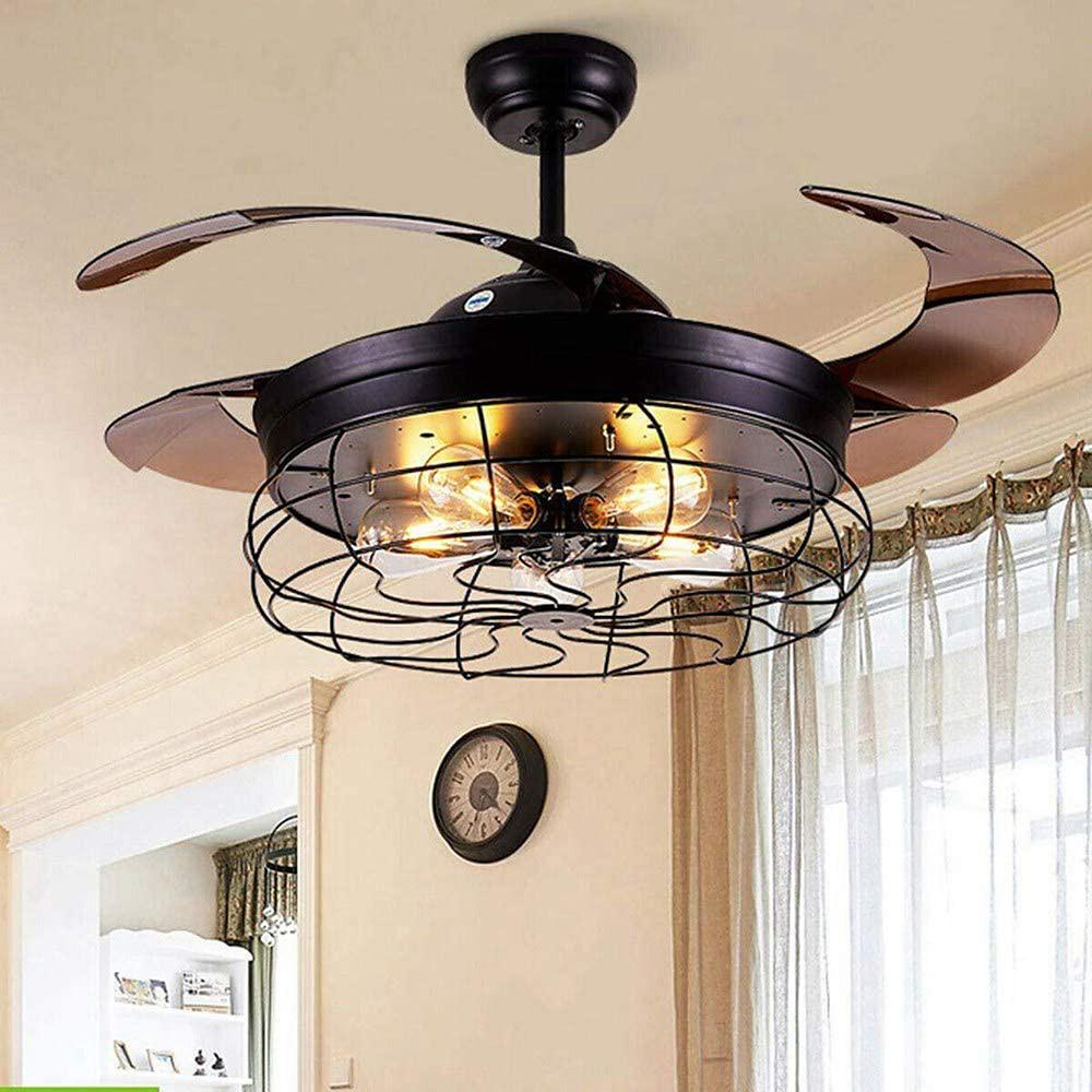 3-Blade Farmhouse Retractable Ceiling Fan with Light