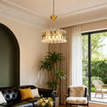 Gold Light Chandelier LED Round Luxury Adjustable Ceiling Fixture