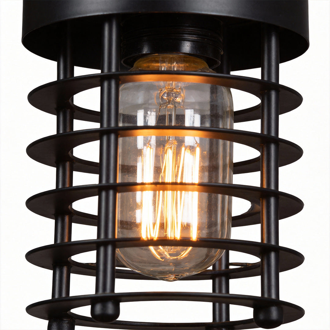 Industrial Cage Pendant Light - 1-Light Metal Ceiling Fixture