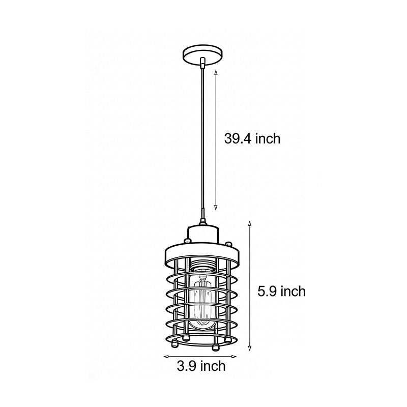 Industrial Cage Pendant Light - 1-Light Metal Ceiling Fixture