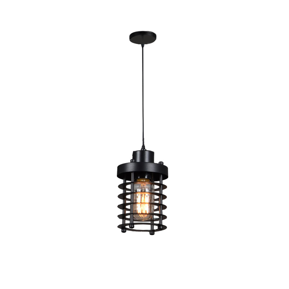 Industrial Cage Pendant Light - 1-Light Metal Ceiling Fixture