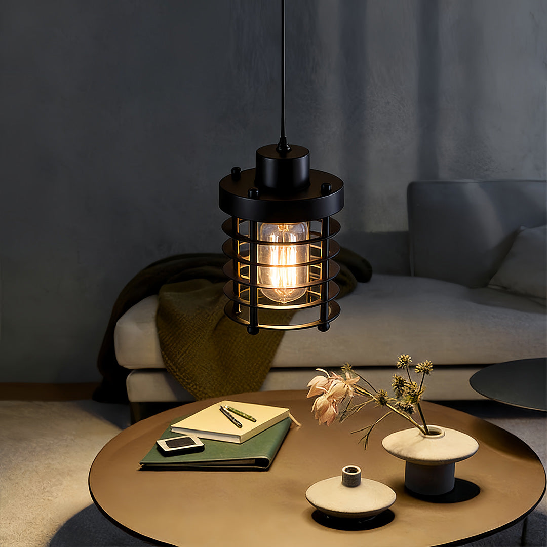 Industrial Cage Pendant Light - 1-Light Metal Ceiling Fixture