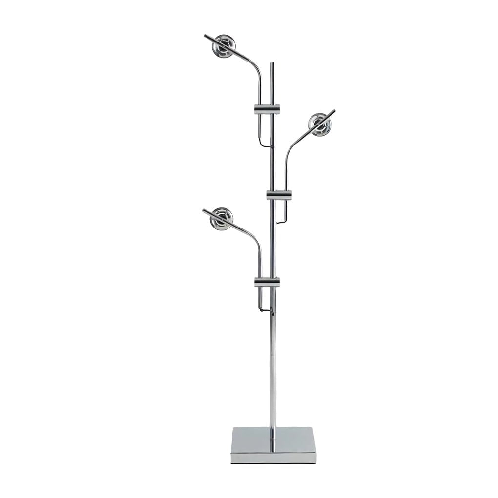 Industrial Multi-Angle Chrome Floor Lamp – Adjustable Task Lighting for Modern Spaces