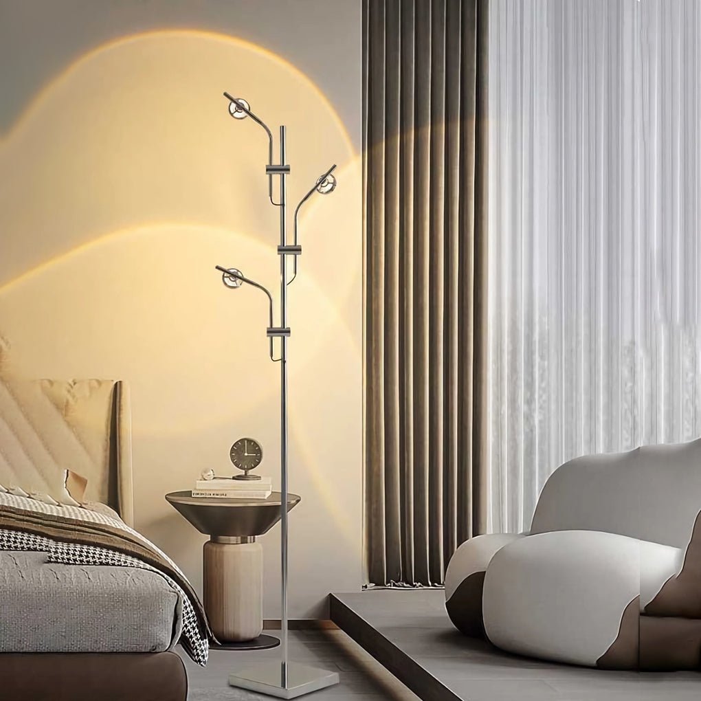 Industrial Multi-Angle Chrome Floor Lamp – Adjustable Task Lighting for Modern Spaces