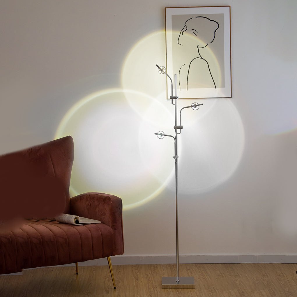 Industrial Multi-Angle Chrome Floor Lamp – Adjustable Task Lighting for Modern Spaces