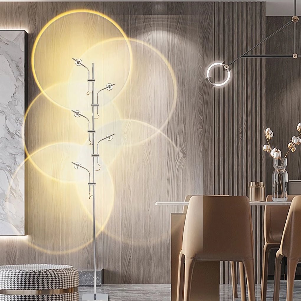 Industrial Multi-Angle Chrome Floor Lamp – Adjustable Task Lighting for Modern Spaces