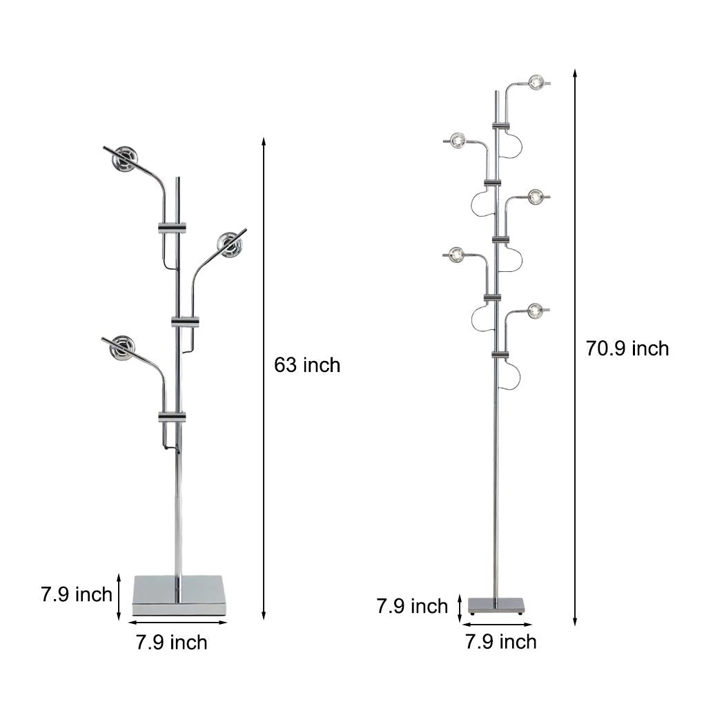 Industrial Multi-Angle Chrome Floor Lamp – Adjustable Task Lighting for Modern Spaces