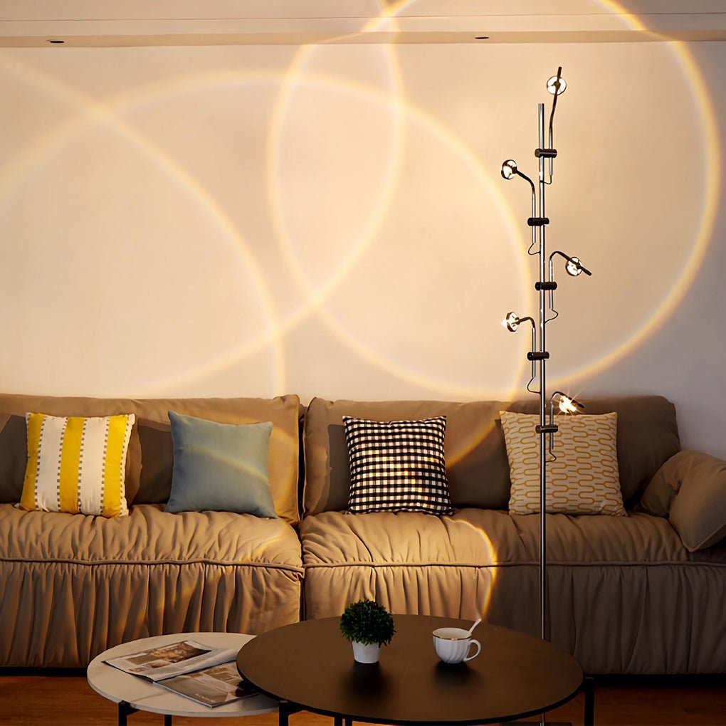 Industrial Multi-Angle Chrome Floor Lamp – Adjustable Task Lighting for Modern Spaces