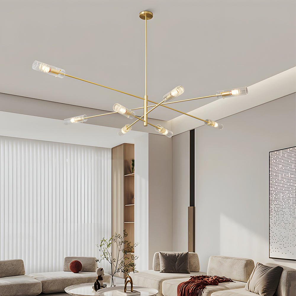 Industrial Copper Sputnik Chandelier - 6/8-Light Linear Pendant Lighting