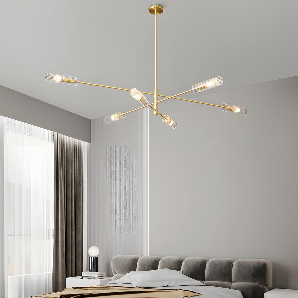 Industrial Copper Sputnik Chandelier - 6/8-Light Linear Pendant Lighting