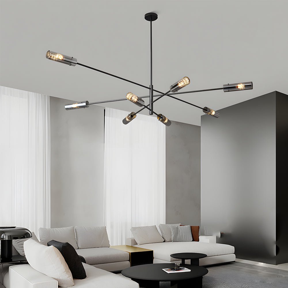 Industrial Copper Sputnik Chandelier - 6/8-Light Linear Pendant Lighting