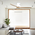 Wooden Ceiling Fan with Light - Quiet DC Motor Flush Mount Fandelier