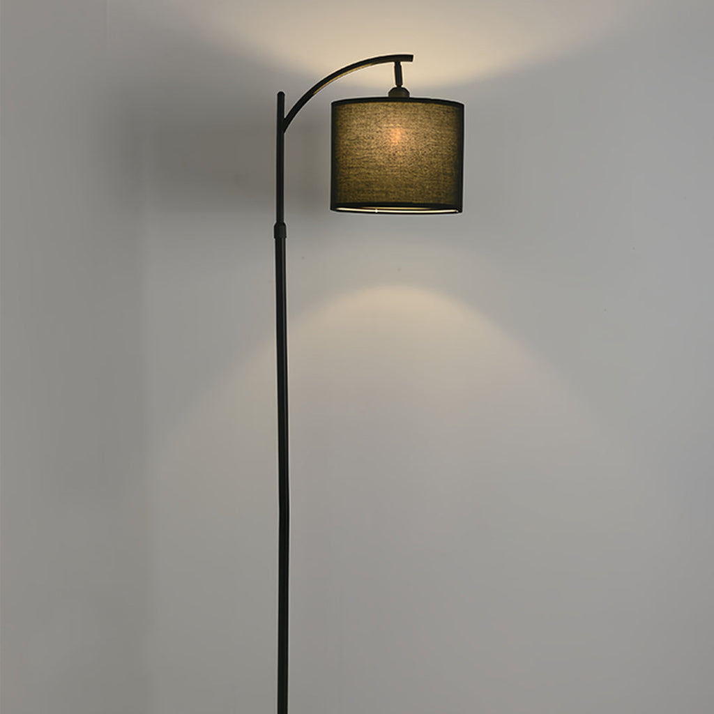 Minimalist Arc Floor Lamp - Fabric Shade Metal Living Room Lighting