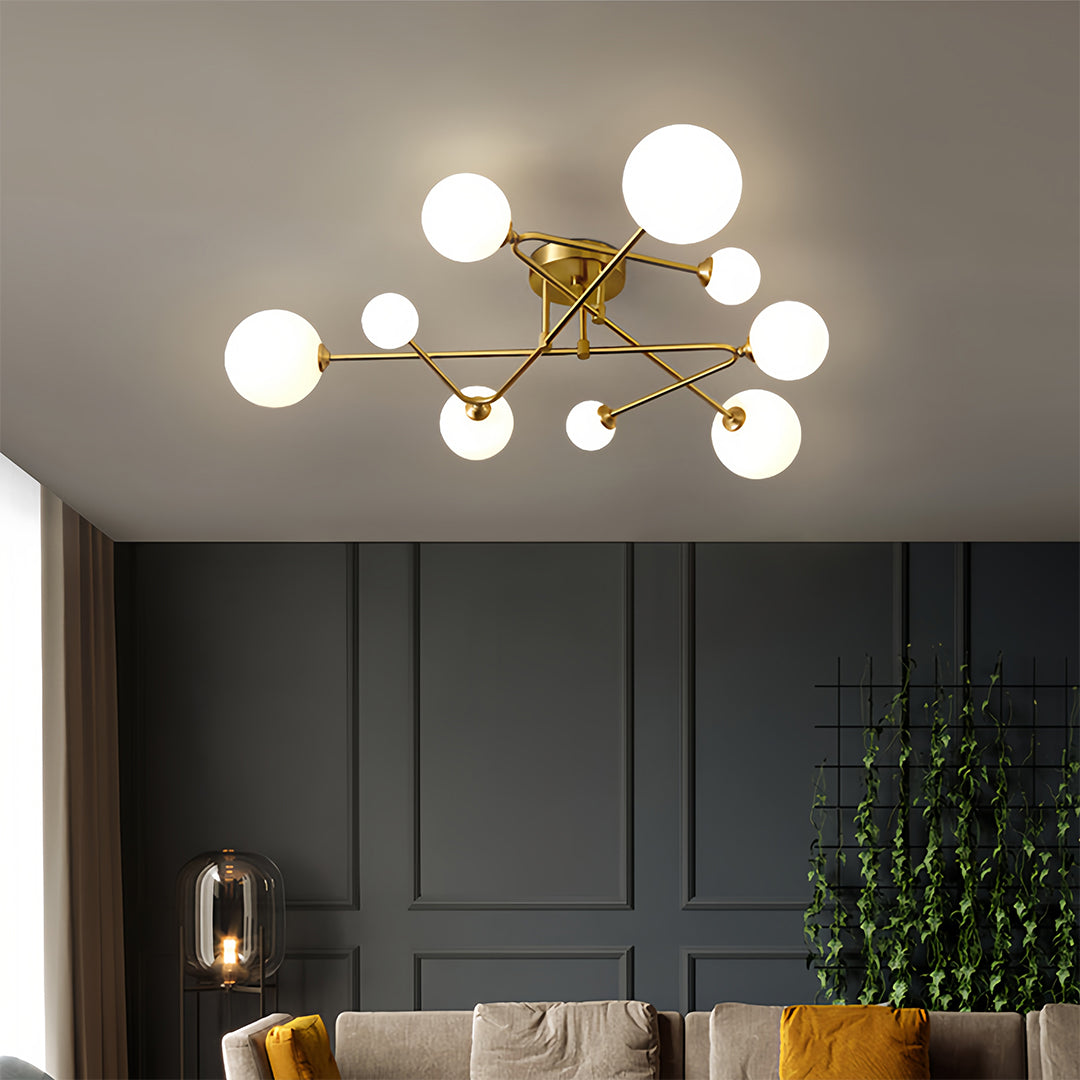 Gold Nordic Semi Flush Mount Magic Bean Ceiling Light