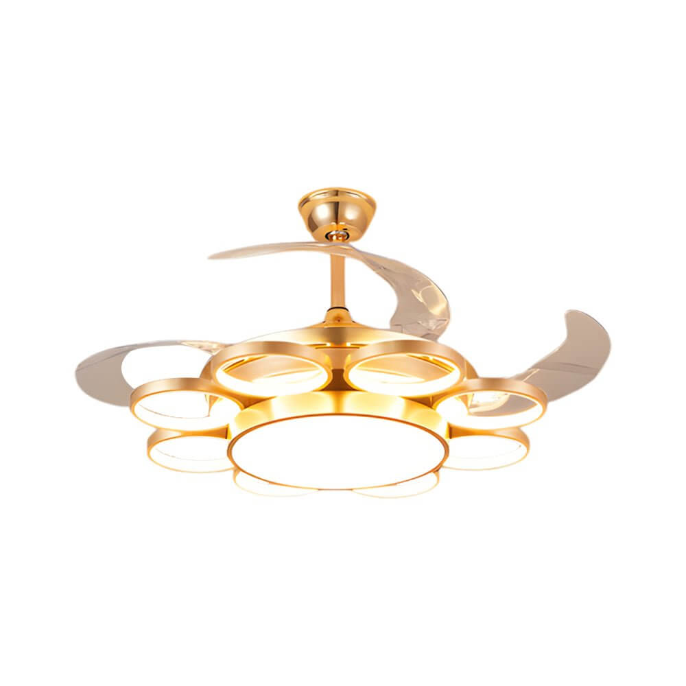 Modern Gold Ceiling Fan with Silent LED Light - Stylish Home Decor, Energy Efficient, Quiet Operation