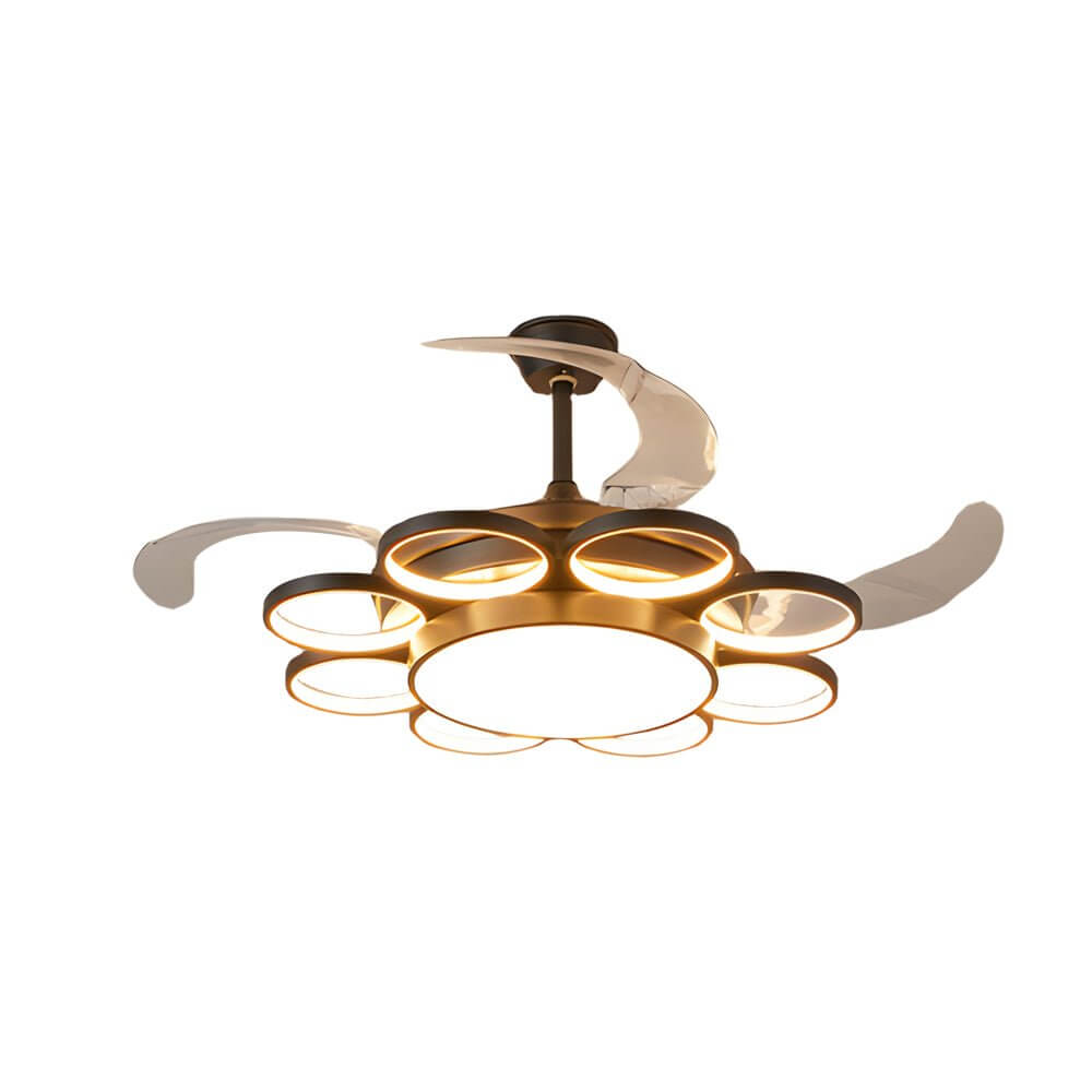Modern Gold Ceiling Fan with Silent LED Light - Stylish Home Decor, Energy Efficient, Quiet Operation