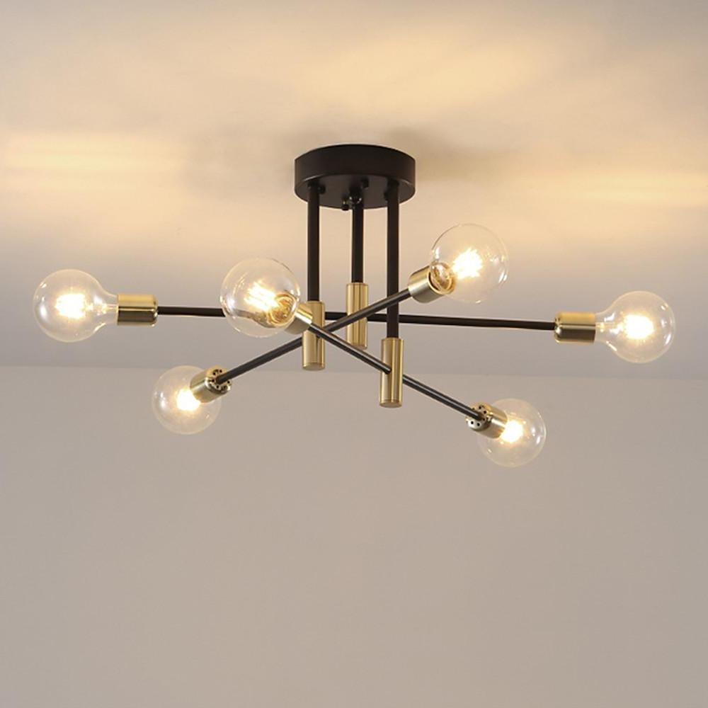 6-Light LED Sputnik Chandelier - Nordic Semi-Flush Mount Lighting Design