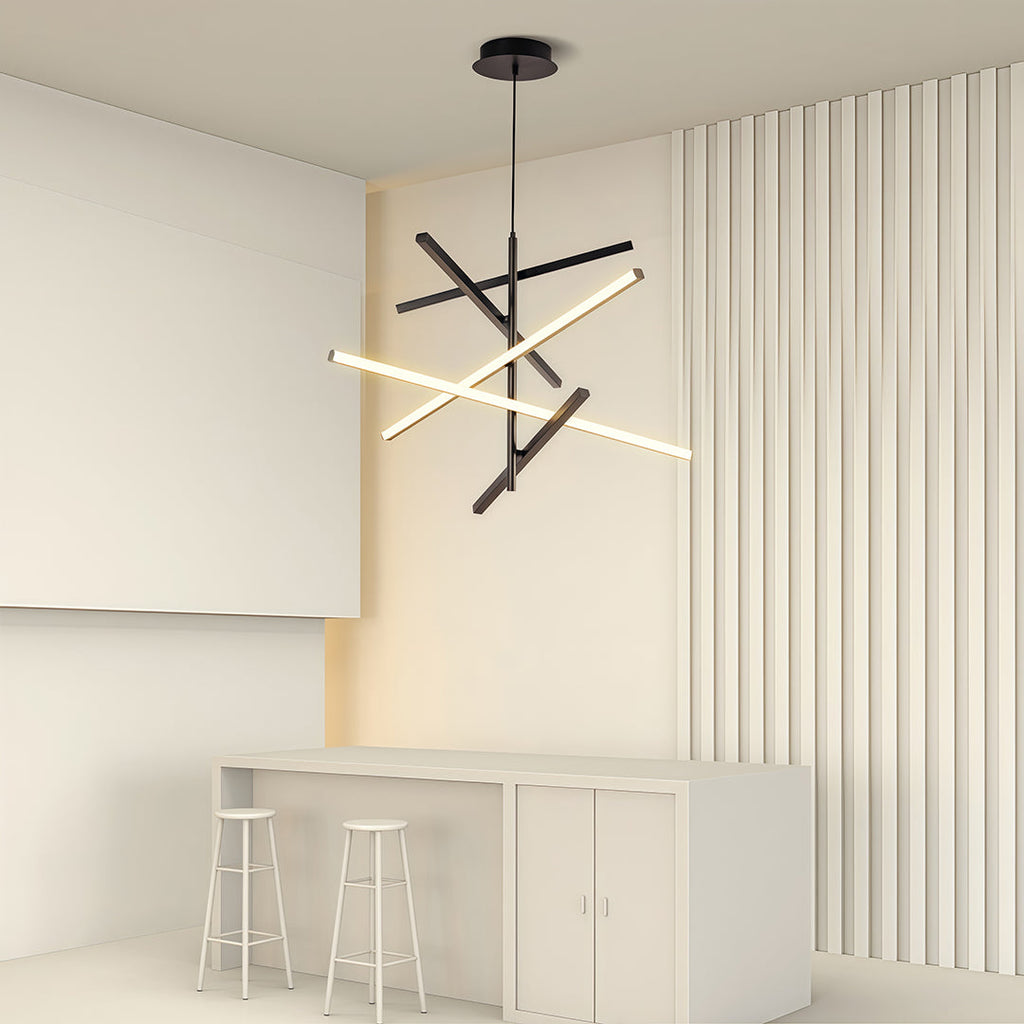 Iron Linear Chandelier - Nordic Creative Adjustable Ceiling Lights