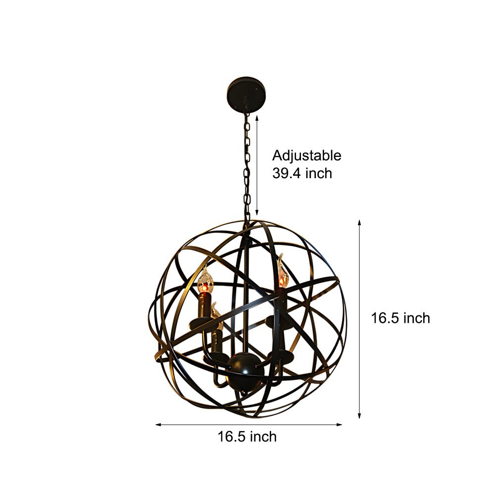 Iron Lines Ball Spherical LED Industrial Chandelier