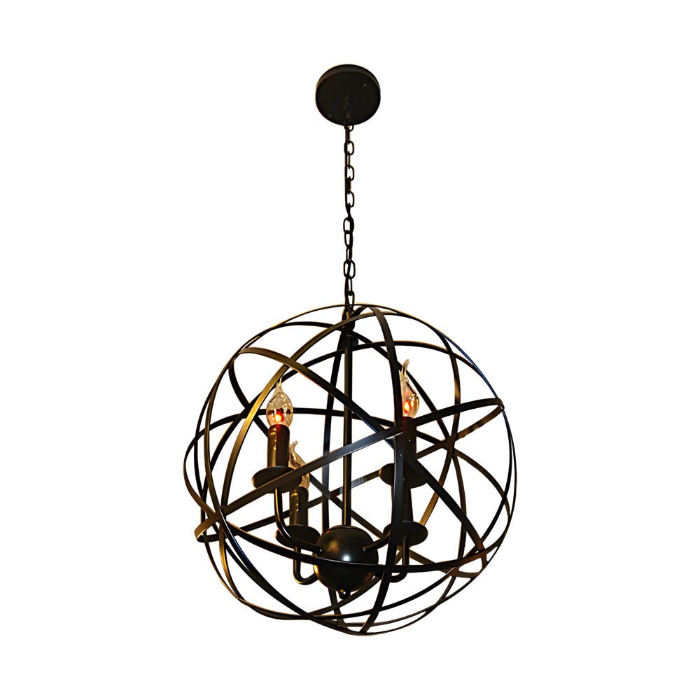 Iron Lines Ball Spherical LED Industrial Chandelier