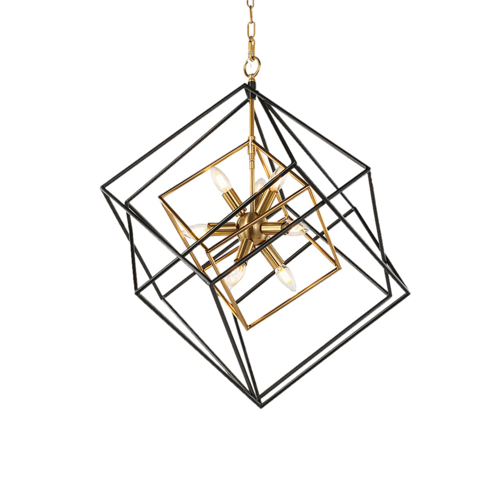 Square Pendant Light - Industrial Iron Dual-Color Ceiling Fixture